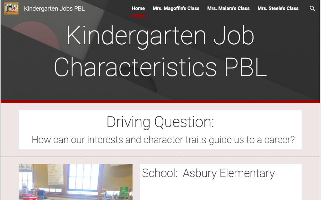 Kindergarten Job Characteristics PBL Website

