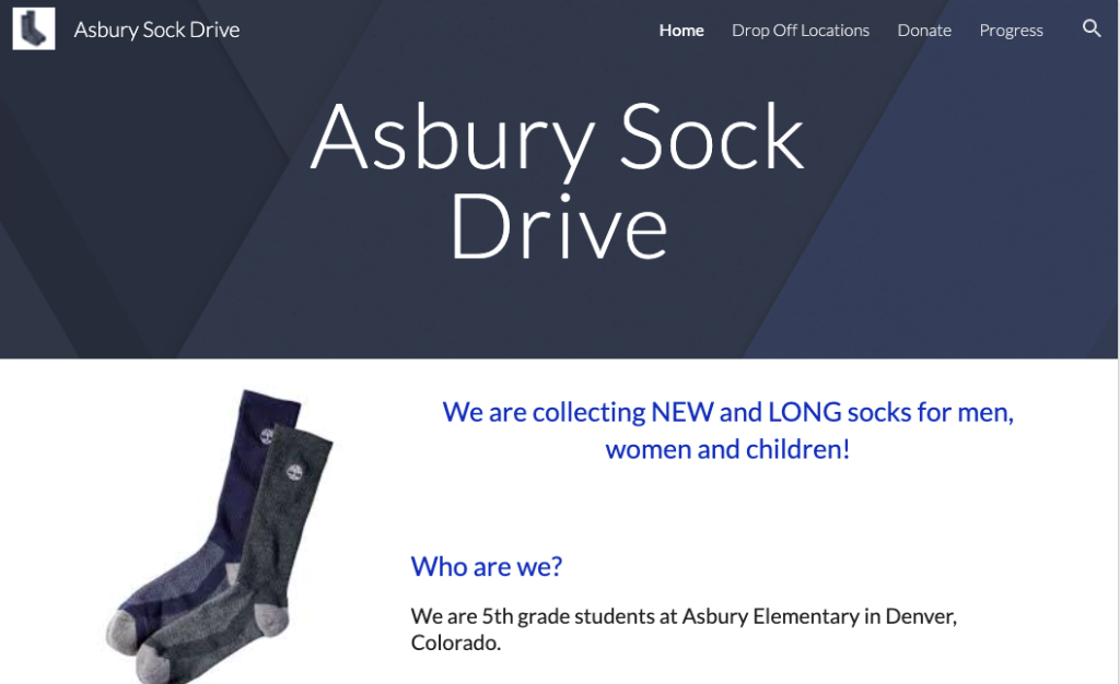 Asbury Sock Drive for Denver Rescue Mission PBL Website
