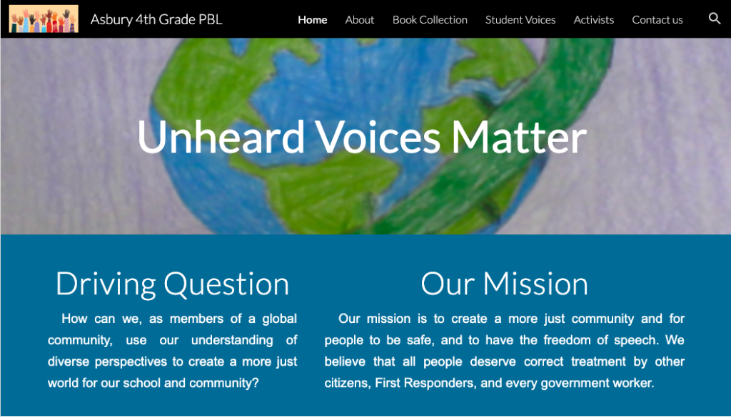 Unheard Voices Matter Website - 4th Grade PBL