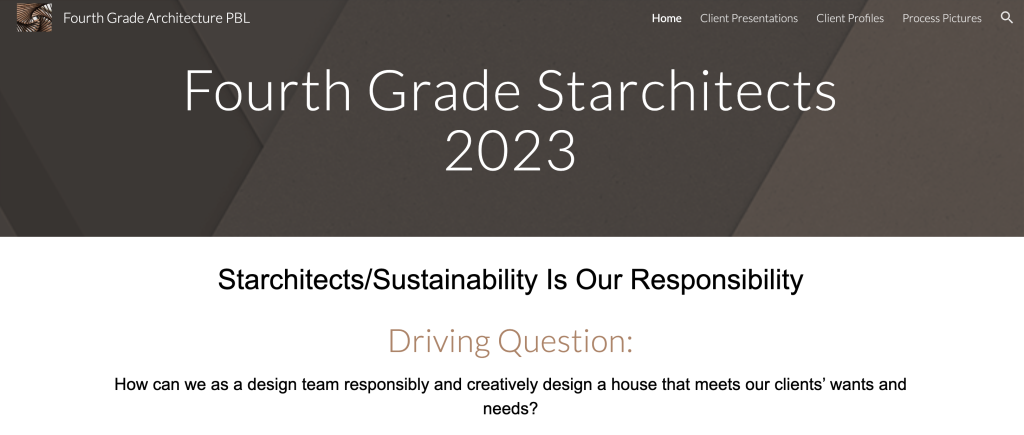 Fourth Grade Starchitects 2023 PBL Website link