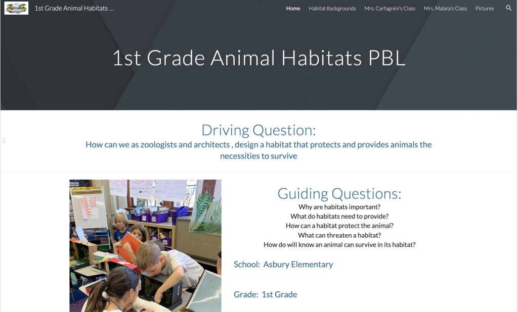 1st Grade Animal Habitats PBL website